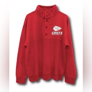 Unisex NFL Kansas City Chiefs Mock 1/4 Button Up Sweatshirt